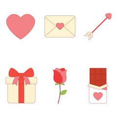 Valentine Love Icons Illustration Set for Romantic Design