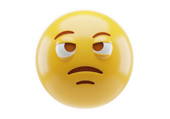 Disappointed face emoji with frowning expression isolated on transparent background
