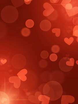 Red valentine hearts glowing bokeh confetti luxury gradient poster background