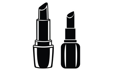 Two contrasting lipstick cosmetic icons displayed in simple black and white