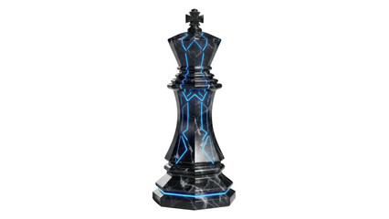 Futuristic Chess King Piece Isolated on Transparent Background