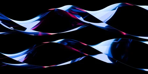 Abstract glass prism arc and radiating panels with holographic gradient highlights sleek sci fi technology background keynote slides hero wallpaper 3d rendering © IM_VISUALS