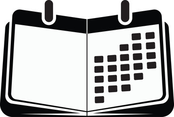 Obraz premium Open black calendar with grid of squares on right page book