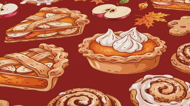 Autumn Desserts Seamless Pattern: A Festive Background with Seasonal Sweets
