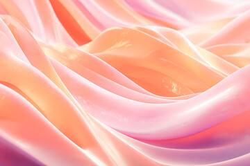 A soft abstract composition of flowing, layered waves in pastel pink, peach, and coral tones, creating a smooth, luminous, and calming visual texture.