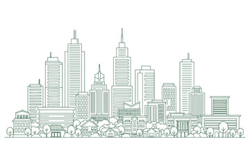 Obraz premium Eco Friendly Green City Line Art Urban Background Vector