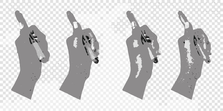 Four hands making the one sign displayed as grayscale shadows