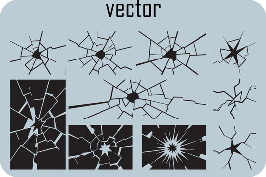 Collection of vector shattered glass effects