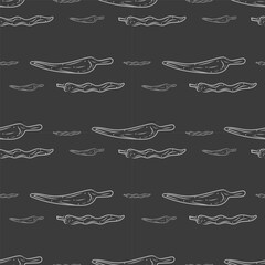 Fototapeta premium Hand drawn chili pepper seamless pattern, hot chili pattern vintage background