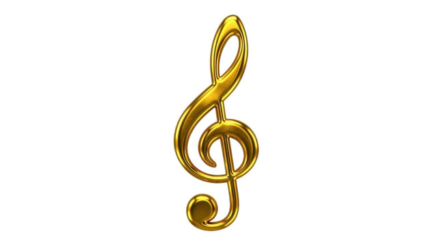 Golden treble clef symbol on a plain white background showing a music theme at any time of day
