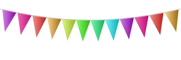 Colorful triangular bunting flags isolated on transparent background © MDSakib