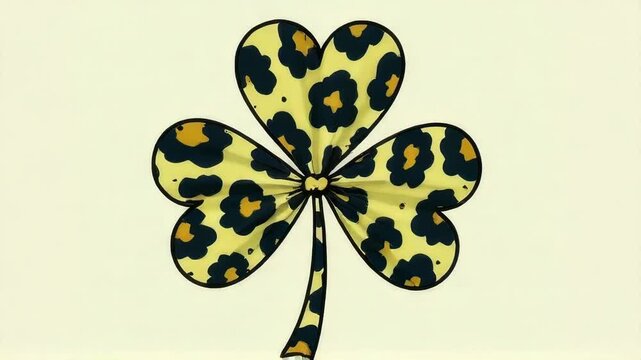 Video A rare four-leaf clover with unique leopard print design