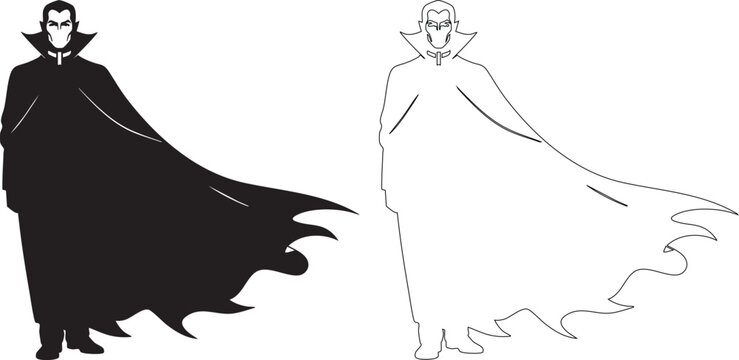 Black and white silhouettes of vampires in capes