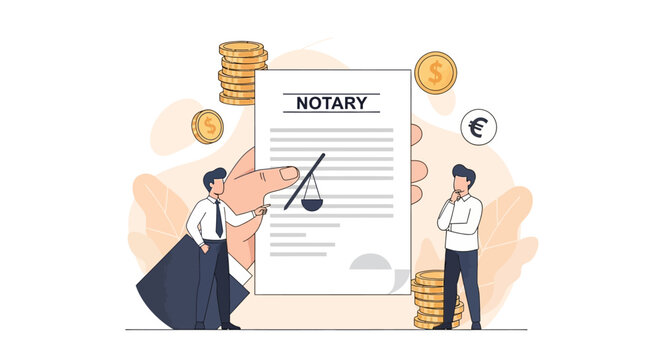 Notary Signing Document with Financial Elements and Professionals