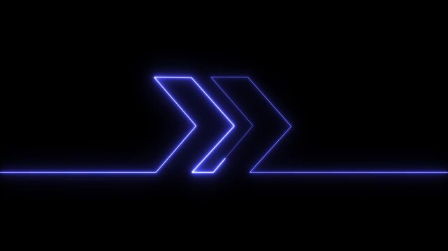 Neon arrow right direction concept. Arrow pointing right side, beautiful right side neon arrow icon animation on black background.