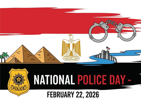 Egyptian National Police Day celebration on February 22 with iconic symbols