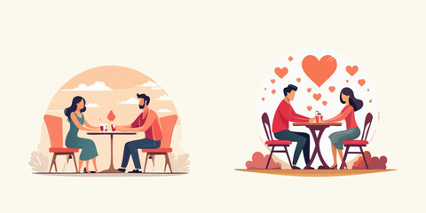Fototapeta premium Vector illustration of a happy cartoon family and couple with a mother, father, and children sharing love in an abstract background art drawing