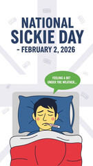 Fototapeta premium Man feeling unwell in bed on National Sickie Day