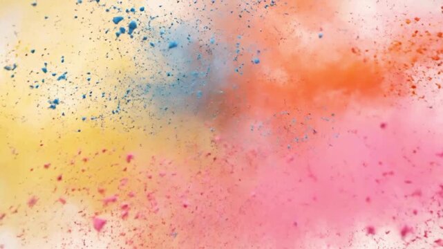 An explosion of vibrant colors bursts forth, creating a mesmerizing visual spectacle of dynamic hues and textures. The image is an ode to the exuberance of life, captured in a burst of powdered hues.