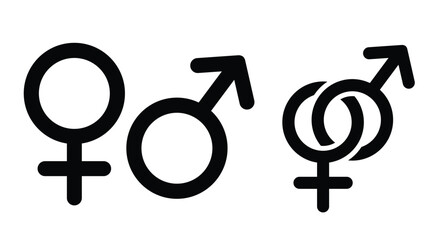 Gender Symbol Icon Set Including Male, Female, and Combined Symbols