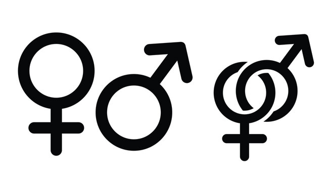 Gender Symbol Icon Set Including Male, Female, and Combined Symbols