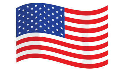 Obraz premium Waving United States Flag Illustration on White Background