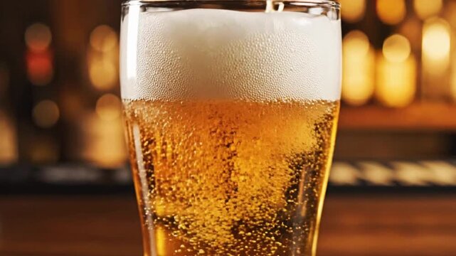 Refreshing Glass of Beer Being Poured