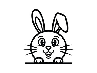 Obraz premium Adorable Peeking Cartoon Rabbit Character Vector Illustration, Perfect for Easter and Kids' Designs