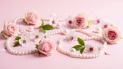 Delicate rose and pearl necklace
