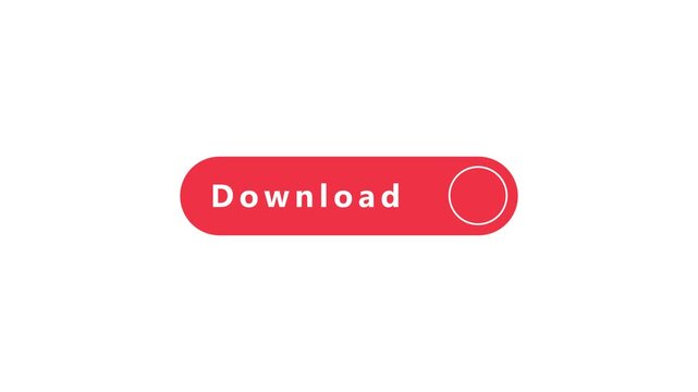 Red rounded rectangle button with the word Download in white text and a circular outline on the right on a white background