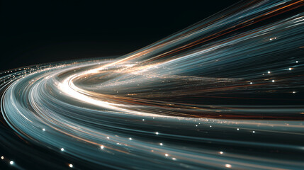 Curved arcs of glowing digital light forming a dynamic futuristic motion pattern.