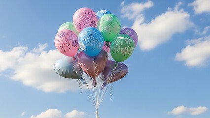 Colorful balloons floating in the sky