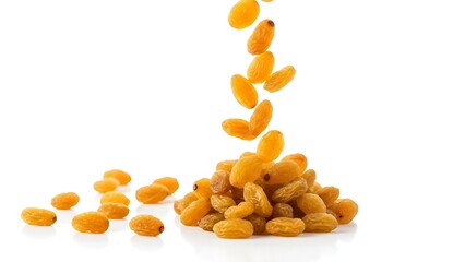 Golden raisins in motion