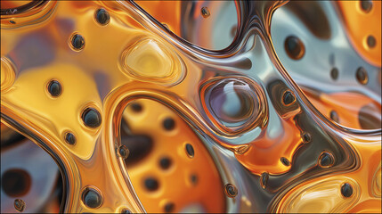 A sleek abstract liquid-glass surface with reflective digital lighting, representing modern elegance and futuristic design.