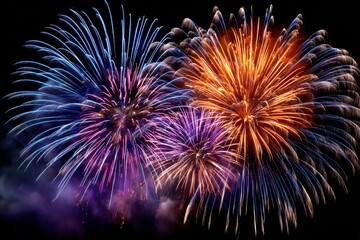 Colorful fireworks light up the night sky