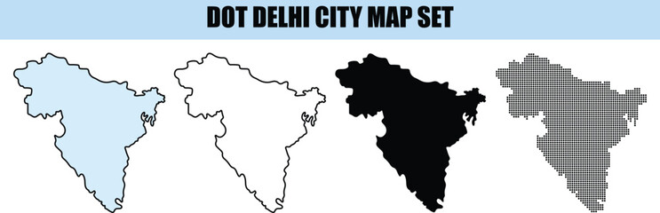 Fototapeta premium Delhi City Map Set India isolated background