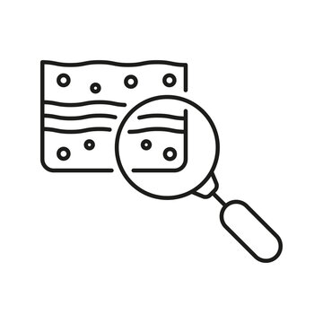 Agricultural Soil Test Line Icon. Research Of Earth Quality For Farming Outline Symbol. Ground Texture With Magnifier. Editable Stroke. Isolated Vector Illustration