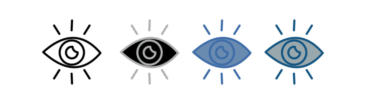 
eye icon set multiple style collection with five senses design