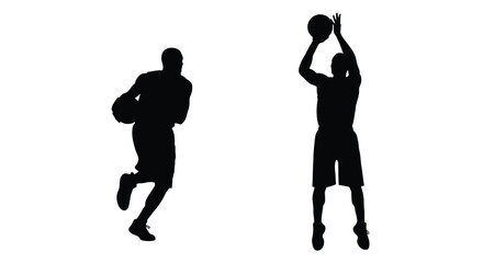 Two basketball players in action captured as a striking silhouette © SHM707k