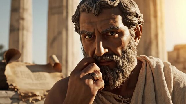 Discussion about ancient philosophy and its impact on modern thought in a historic setting