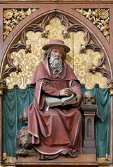 Fototapeta premium Vienna - The relief of St. Jerome the doctor of west church in the church Marienkirche by unknown artist from end of 19. cent.