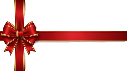 Red Gift Bow and Ribbon with Gold Trim on Black Background red ribbon celebration