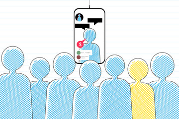 social networks influencer, politicians propaganda, blogging, live streaming, online, sales. Crowd mass manipulation techniques psychology, opinion, leadership