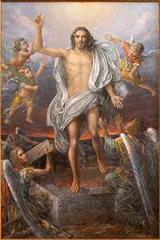 Fotobehang Jezus Christus BUSTO ARSIZIO, ITALY - JANUARY 19, 2026: The painting of Resurrection in church Chiesa di San Michaele by S. Crespi (2013).   © Renáta Sedmáková
