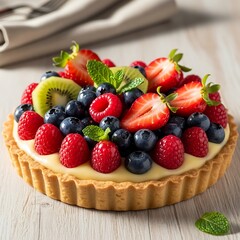 Obraz premium A Feast For The Sense A Delicious Fruit Tart To Delight Your Taste Buds And Eyes