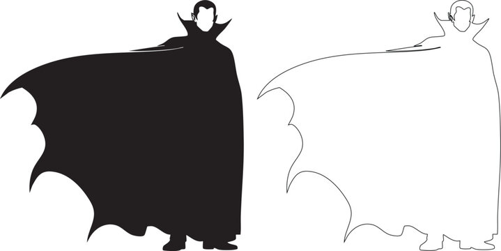 Silhouettes of two vampires in black and white monster