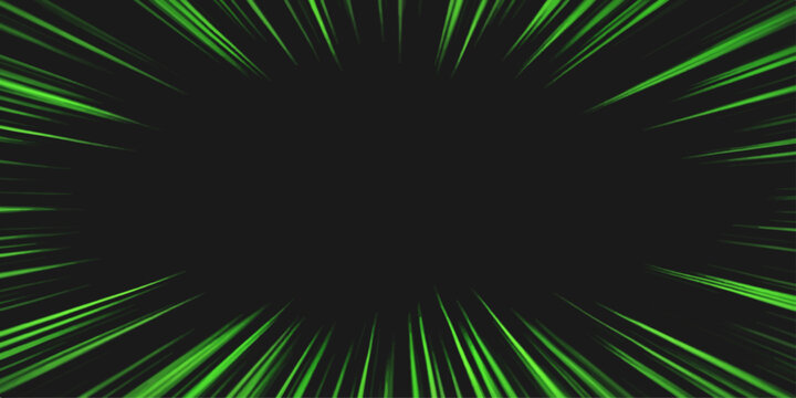An abstract green background features a bright energy explosion with glowing rays and star fireworks patterns against a black space design for a motion art wallpaper