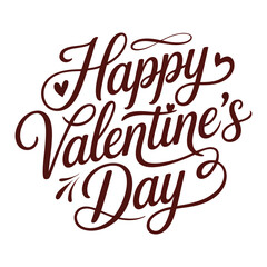 A festive Happy Valentine's Day message in elegant calligraphy on a white background
