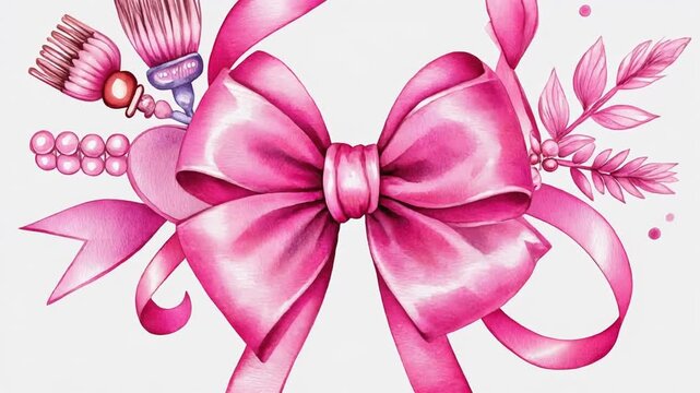 pink bow isolated on white background