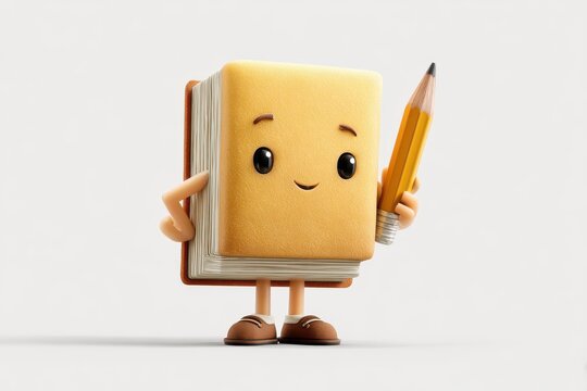Literary Companion: A charming animated book, rendered with soft textures and vibrant colors, personifies the essence of knowledge and creativity. The image radiates warmth.